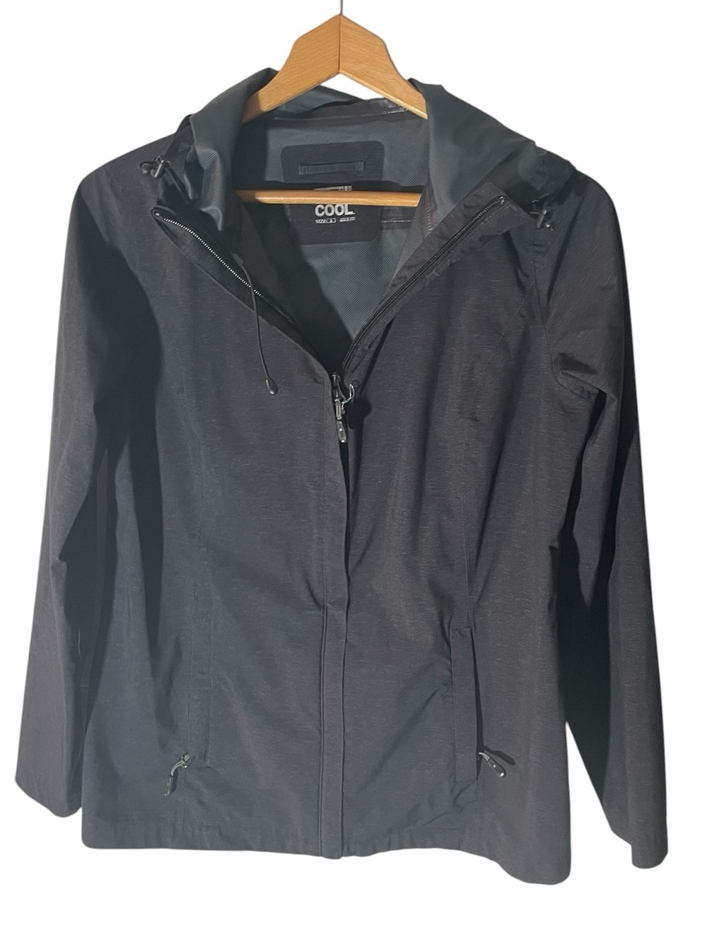 C38- Women's Black Hooded Lightweight Jacket Small